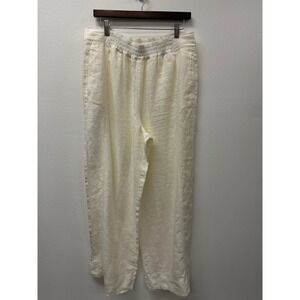 Poetry Wide Leg Ivory Linen Pants L